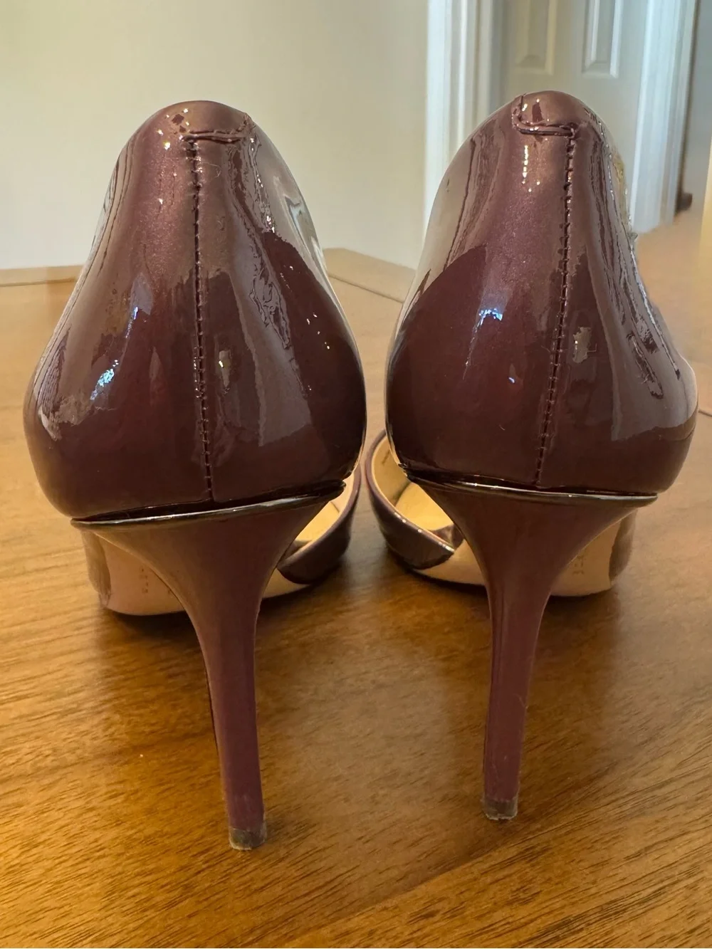 White House Black Market Plum Patent D'Orsay Pointed-Toe Heels - Picture 3 of 3